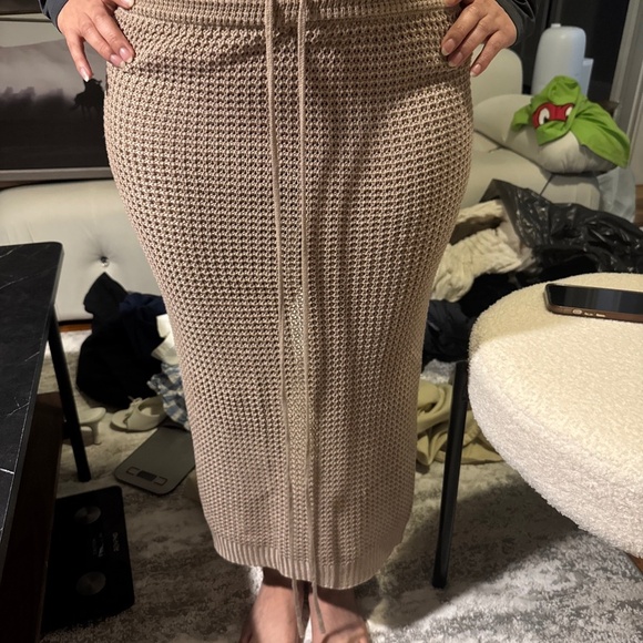 Beige Knit Midi Skirt – Minimalist / Skims-Inspired / Boho Chic - Picture 1 of 5